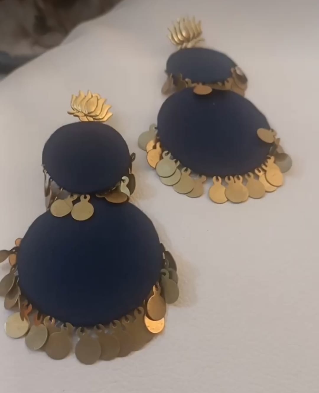 Handmade Fabric earrings blue