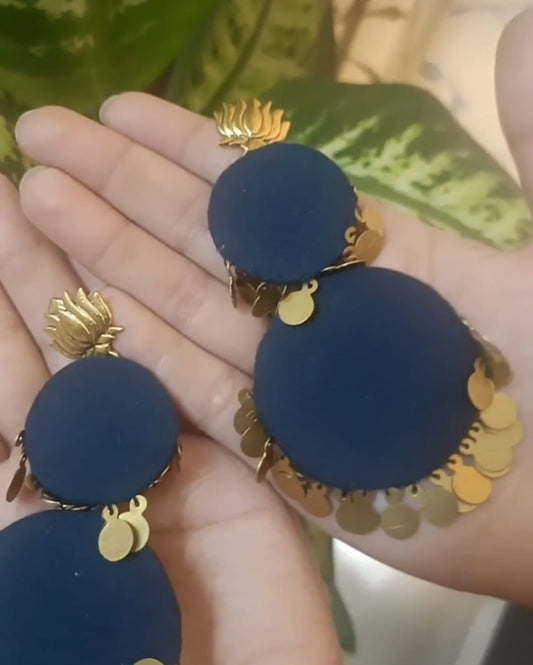 Handmade Fabric earrings blue
