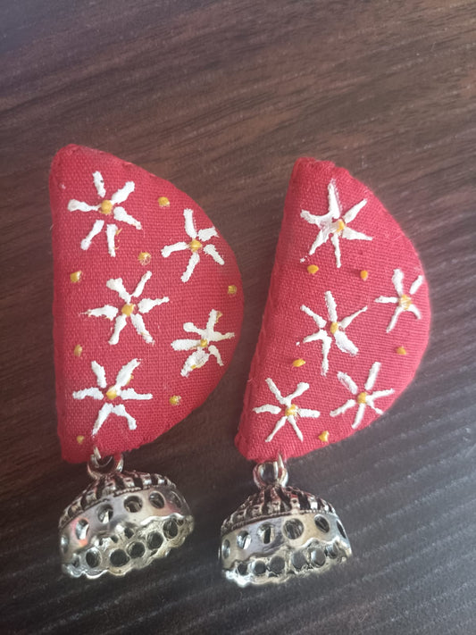 Red Hand Painted Earrings1